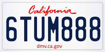 CA license plate 6TUM888