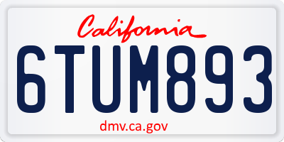 CA license plate 6TUM893