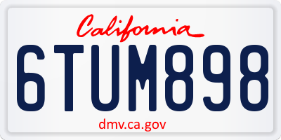 CA license plate 6TUM898