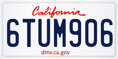 CA license plate 6TUM906