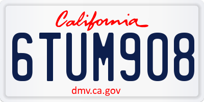 CA license plate 6TUM908