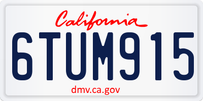 CA license plate 6TUM915