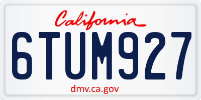 CA license plate 6TUM927