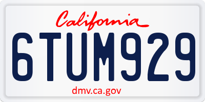 CA license plate 6TUM929