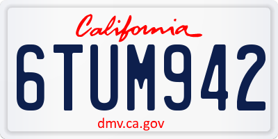 CA license plate 6TUM942