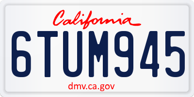 CA license plate 6TUM945