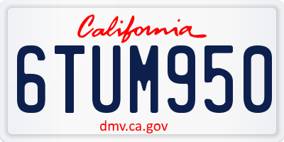 CA license plate 6TUM950
