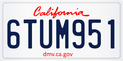 CA license plate 6TUM951