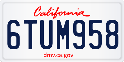 CA license plate 6TUM958