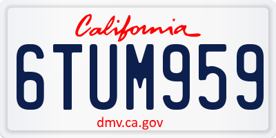 CA license plate 6TUM959
