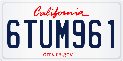 CA license plate 6TUM961