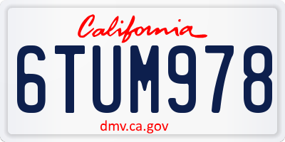 CA license plate 6TUM978