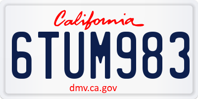 CA license plate 6TUM983