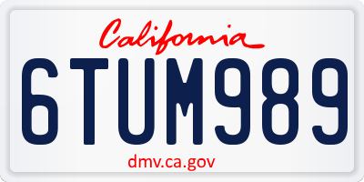 CA license plate 6TUM989