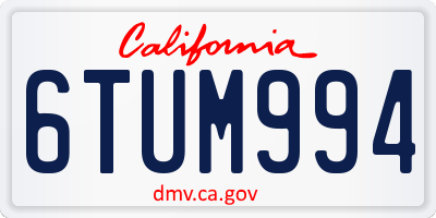 CA license plate 6TUM994