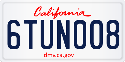 CA license plate 6TUN008
