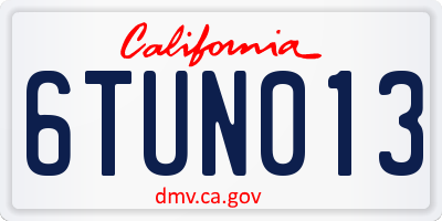 CA license plate 6TUN013