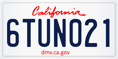 CA license plate 6TUN021