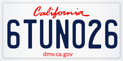 CA license plate 6TUN026