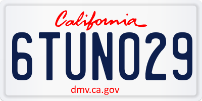 CA license plate 6TUN029