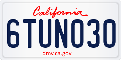 CA license plate 6TUN030