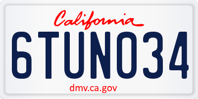 CA license plate 6TUN034