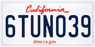CA license plate 6TUN039