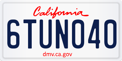 CA license plate 6TUN040
