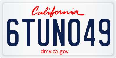 CA license plate 6TUN049