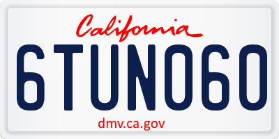 CA license plate 6TUN060