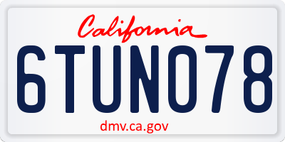 CA license plate 6TUN078