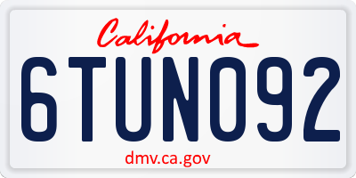 CA license plate 6TUN092