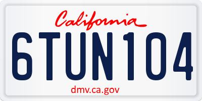 CA license plate 6TUN104