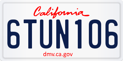 CA license plate 6TUN106
