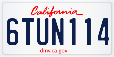 CA license plate 6TUN114
