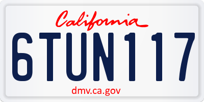CA license plate 6TUN117
