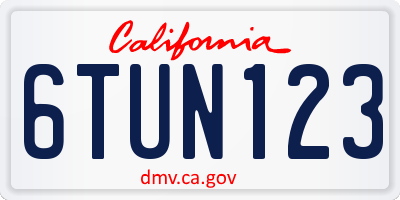 CA license plate 6TUN123