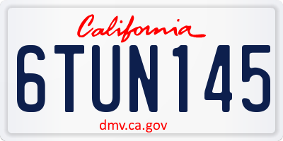 CA license plate 6TUN145