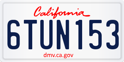 CA license plate 6TUN153