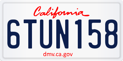 CA license plate 6TUN158