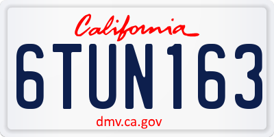 CA license plate 6TUN163