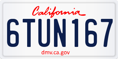 CA license plate 6TUN167