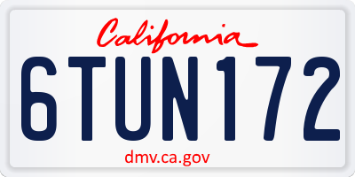 CA license plate 6TUN172