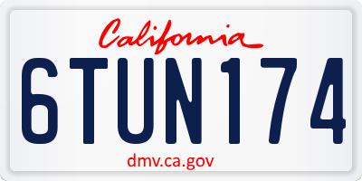 CA license plate 6TUN174