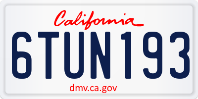 CA license plate 6TUN193