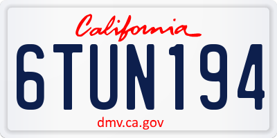 CA license plate 6TUN194