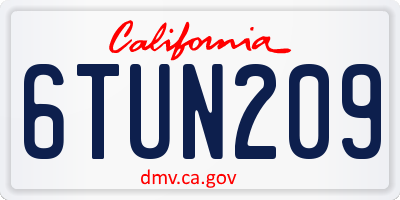 CA license plate 6TUN209