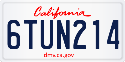 CA license plate 6TUN214
