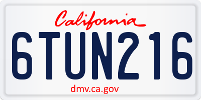 CA license plate 6TUN216