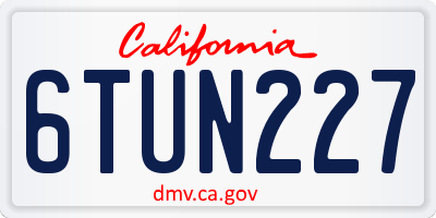 CA license plate 6TUN227